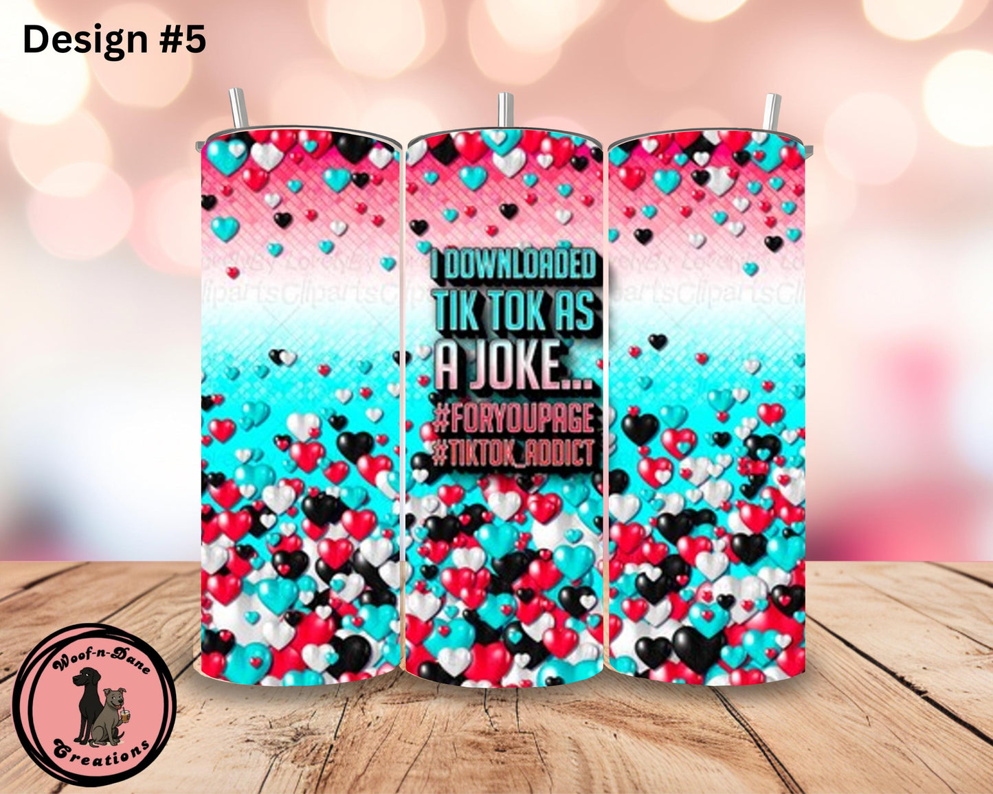 TikTok Influencer Tumbler: Neon Social Media Design, Stainless Steel Straw