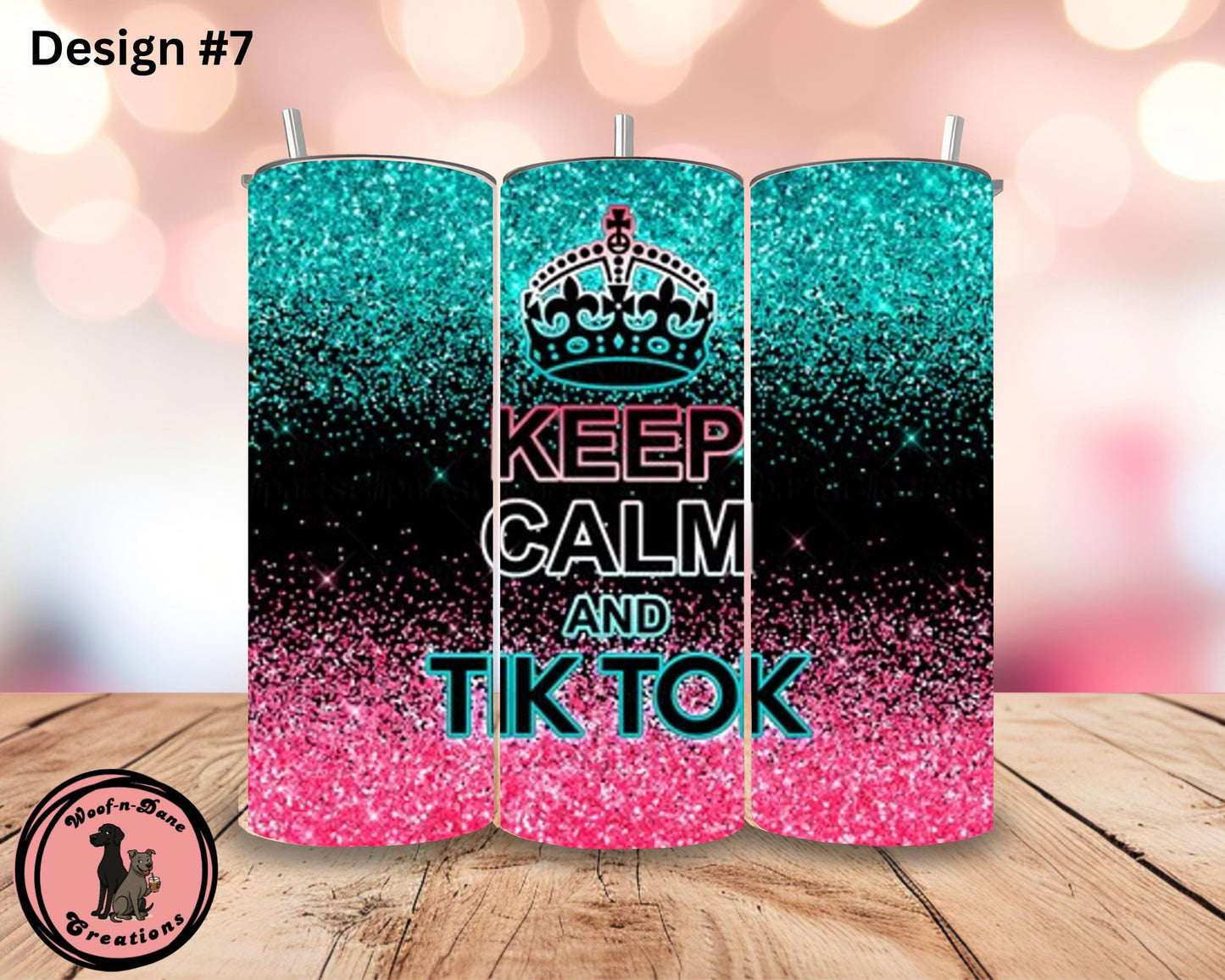 TikTok Influencer Tumbler: Neon Social Media Design, Stainless Steel Straw