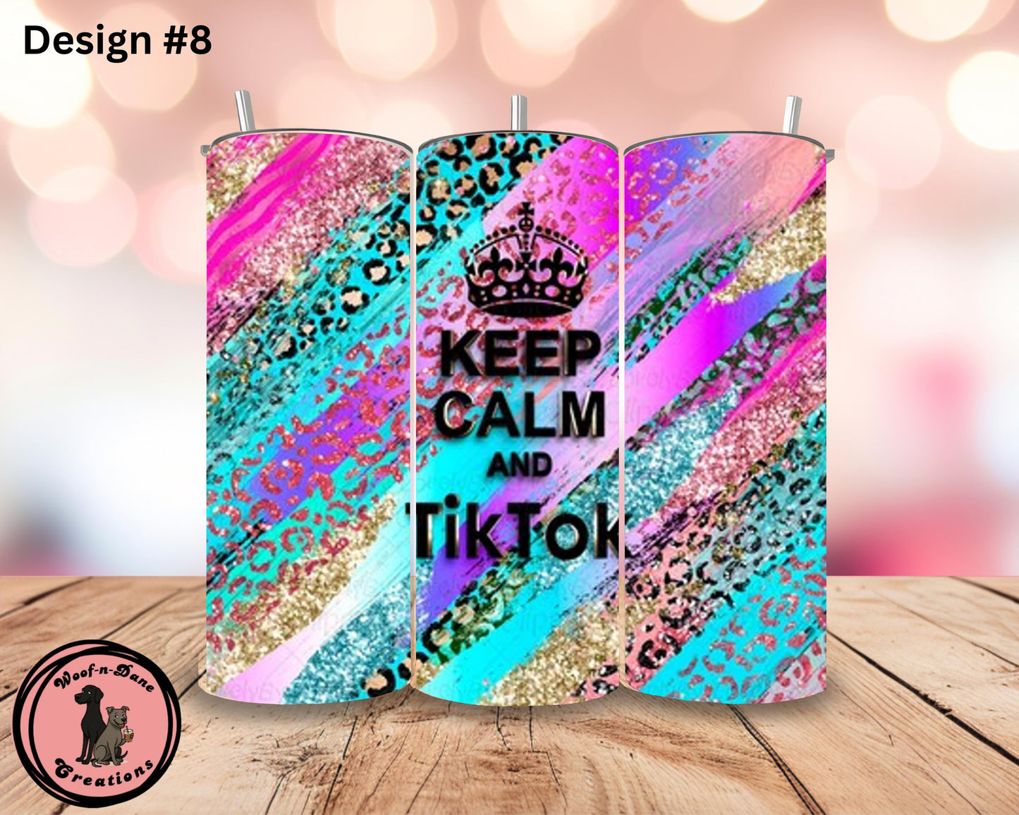 TikTok Influencer Tumbler: Neon Social Media Design, Stainless Steel Straw