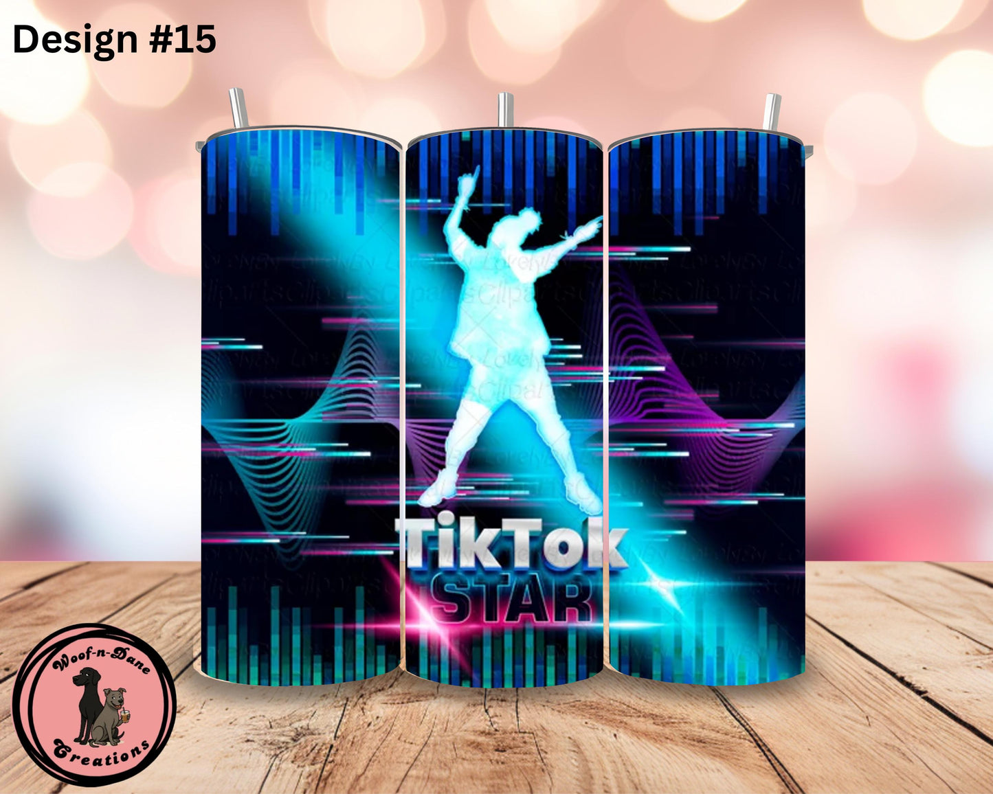 TikTok Influencer Tumbler: Neon Social Media Design, Stainless Steel Straw