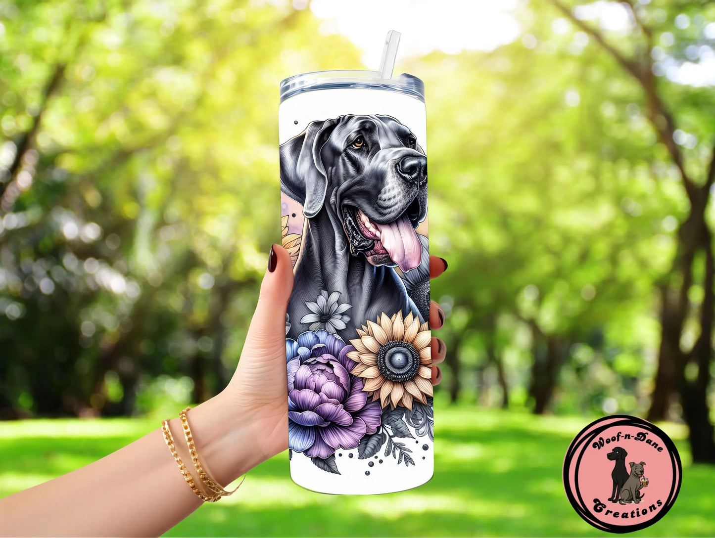 Great Dane Floral Tumbler