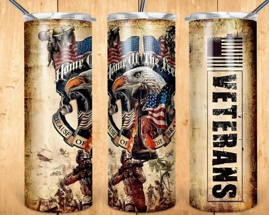 Veterans 20oz Tumbler – Eagle & Flag Patriotic Travel Cup