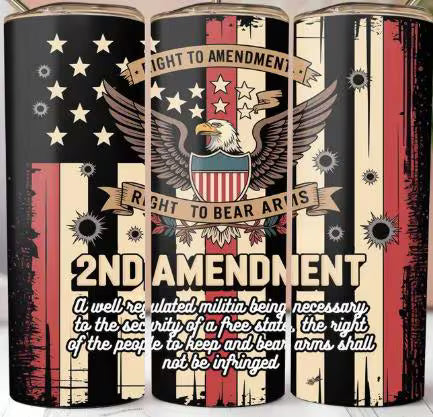 2nd Amendment Tumblers | Patriotic USA Flag & Firearms - 20oz Stainless Steel