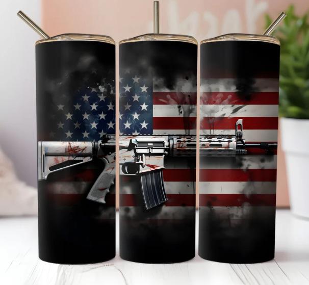 2nd Amendment Tumblers | Patriotic USA Flag & Firearms - 20oz Stainless Steel