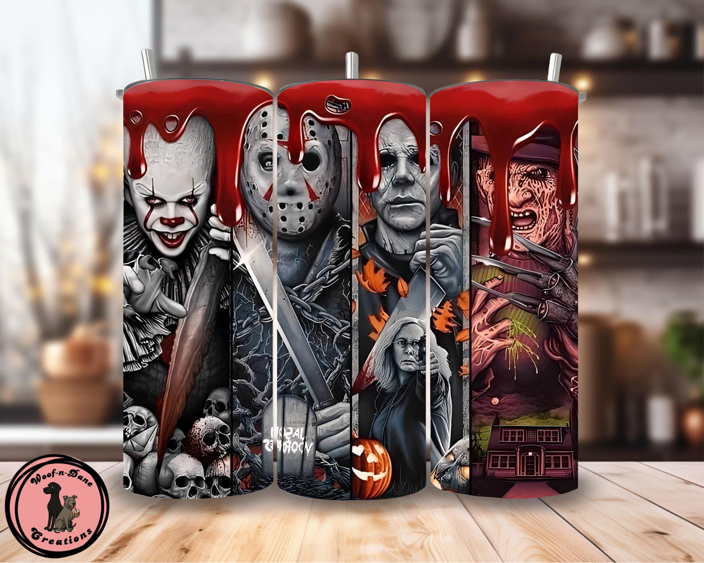 Horror Movie Dog Bandana & Tumbler Set: Reversible Halloween Pup Bandana