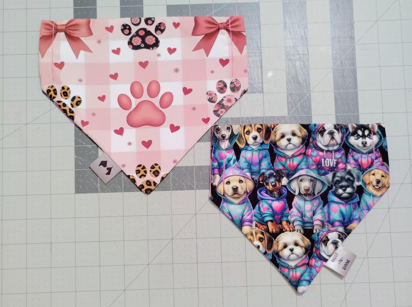 Coquette Pup Tumbler & Matching Bandana Set – Pink Paw Print and Hoodie Dog Vibes