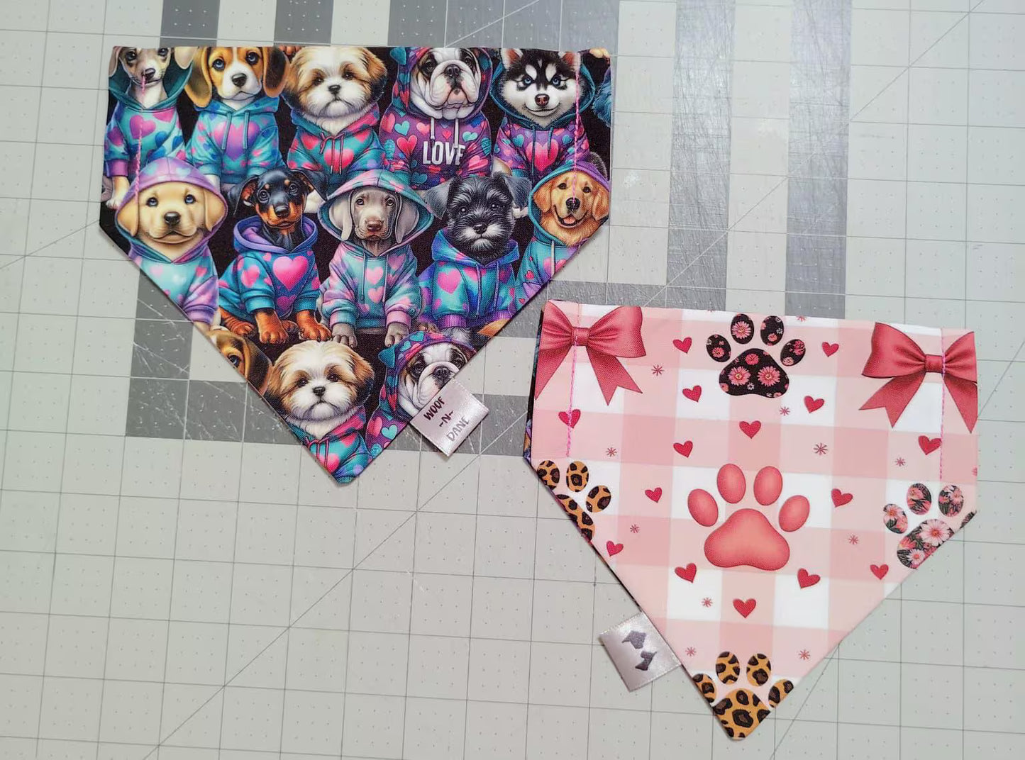 Coquette Pup Tumbler & Matching Bandana Set – Pink Paw Print and Hoodie Dog Vibes