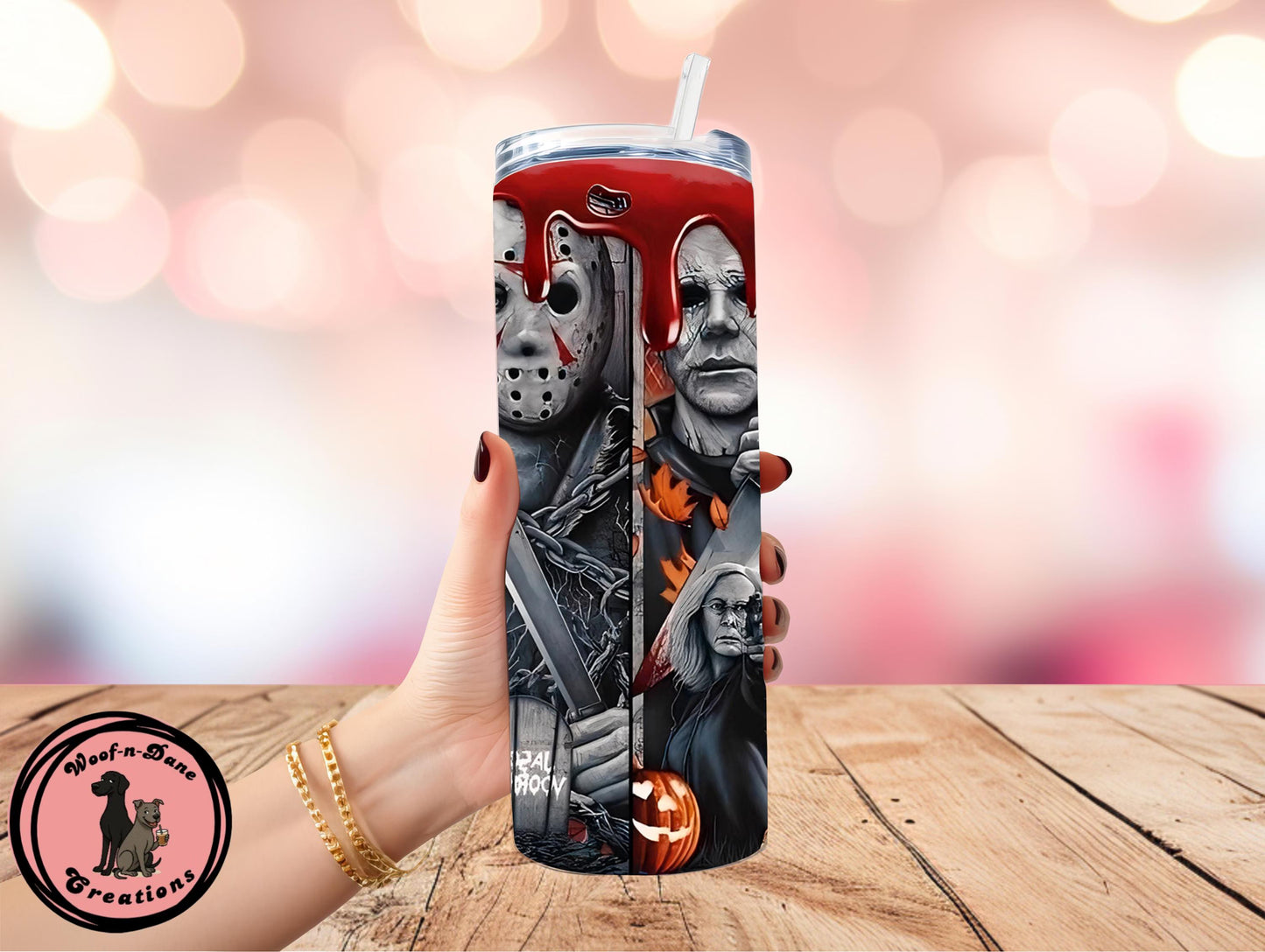 Horror Movie Dog Bandana & Tumbler Set: Reversible Halloween Pup Bandana