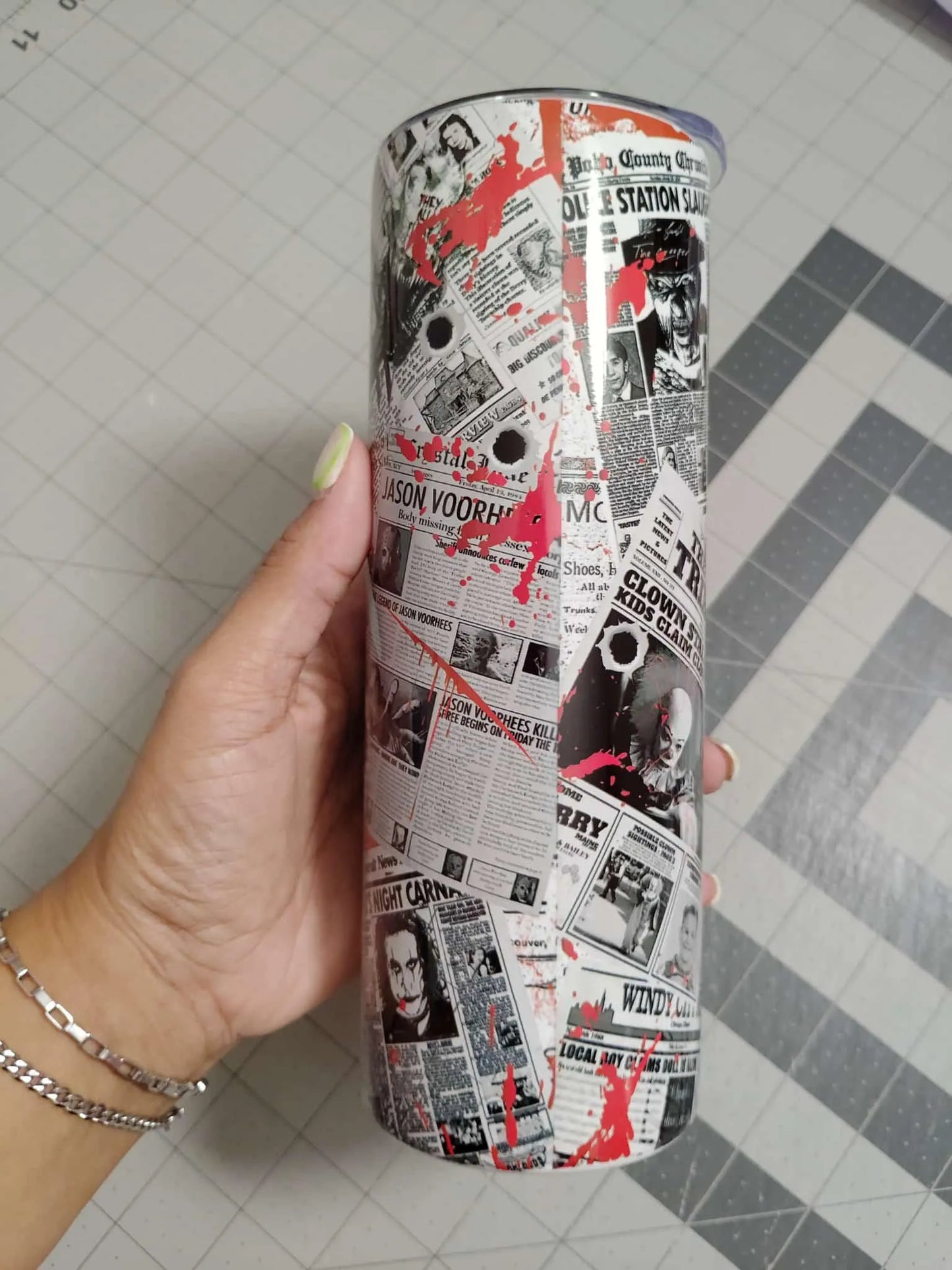 Horror Movie Reversible Dog Bandana: Pennywise, Michael Myers (Optional Tumbler Wrap)