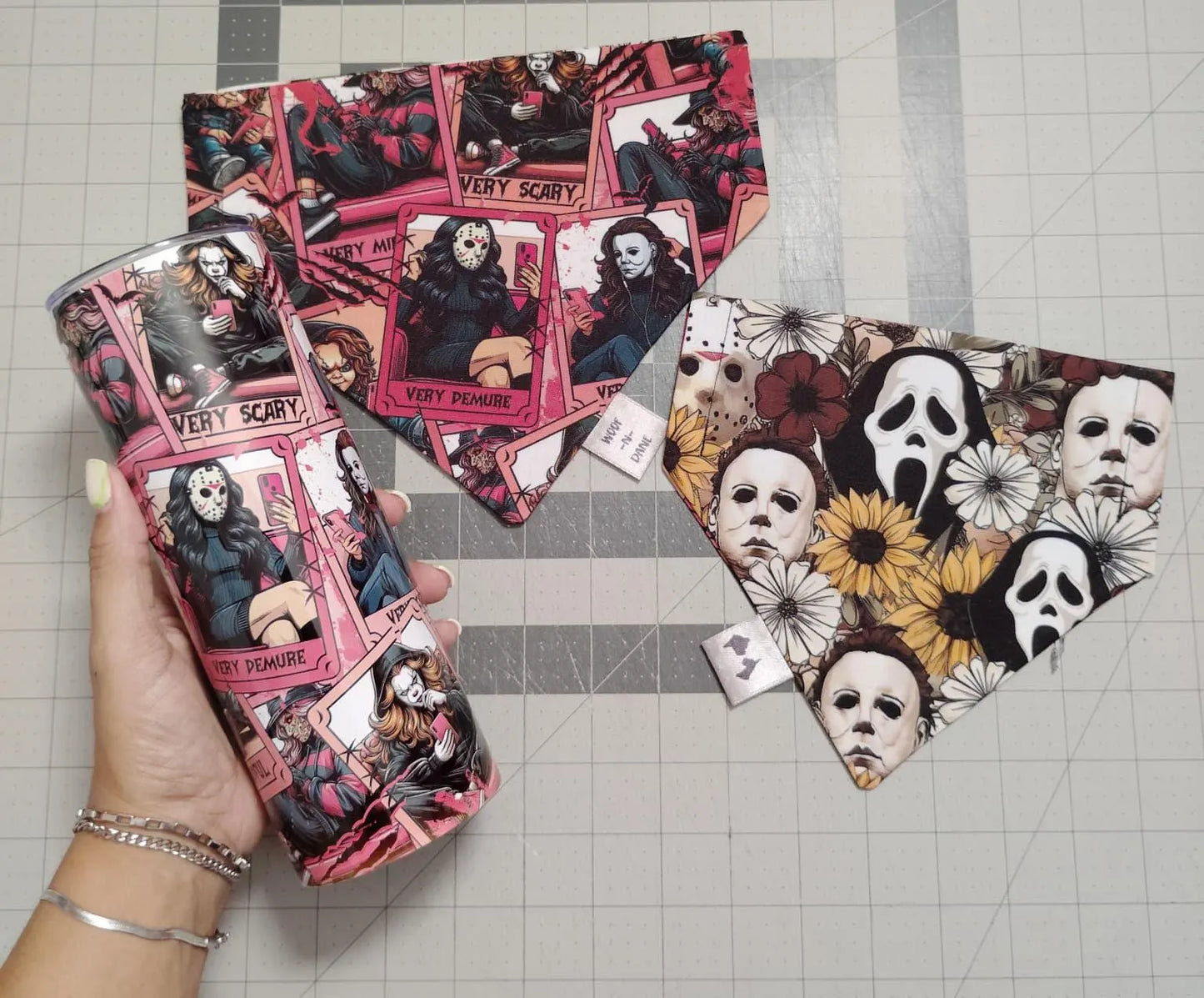 Horror Movie Dog Bandana: Reversible Over-the-Collar, Halloween Pet Costume