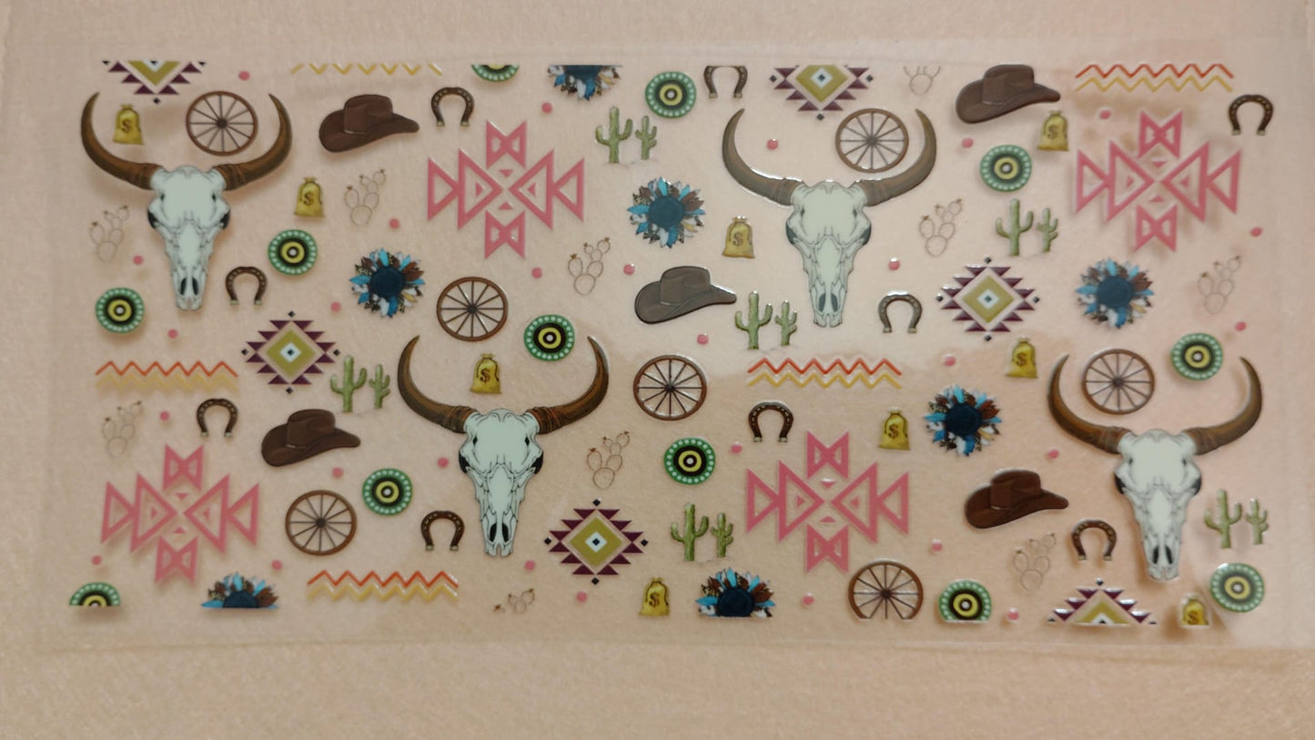 Western Theme 16oz Glass Can Tumbler