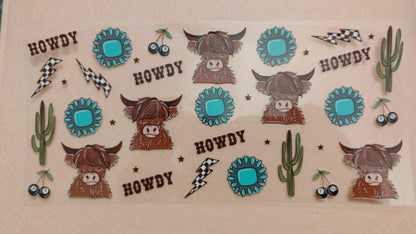 Western Theme 16oz Glass Can Tumbler