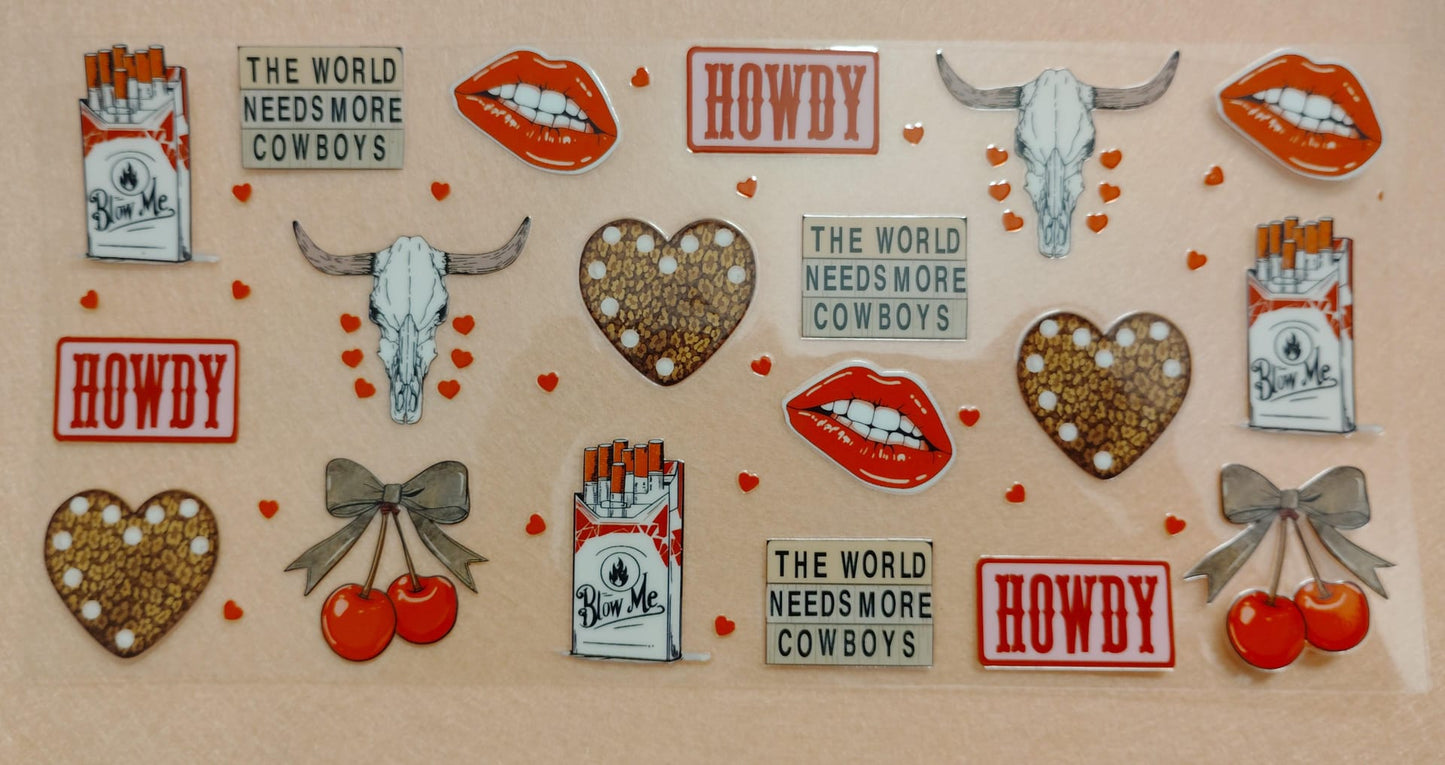 Western Theme 16oz Glass Can Tumbler