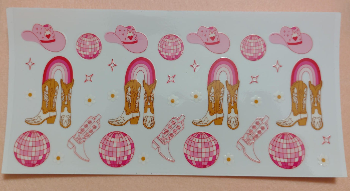 Western Theme 16oz Glass Can Tumbler