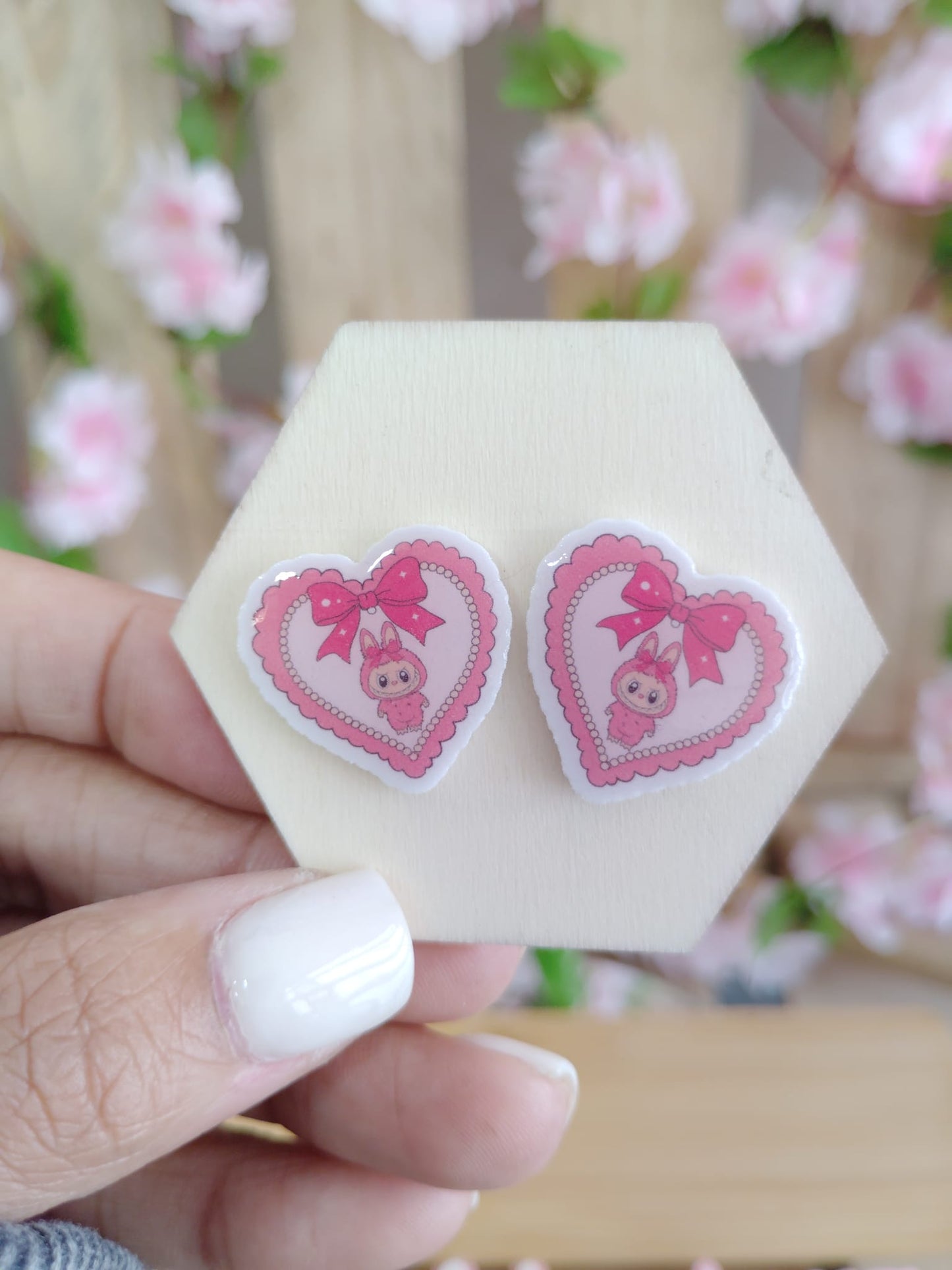 Labubu Bunny Heart Resin Earrings