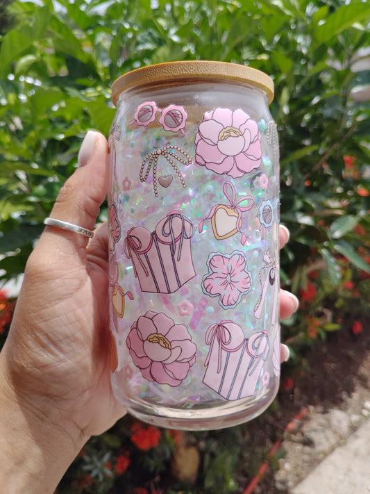 Bloom & Bow Tumbler 16oz Glass Can