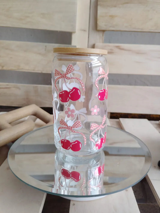 Cherry Glass Can Tumbler - 16OZ