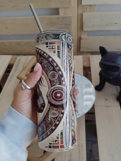 Western Horse Tumbler: Native Style Boho Cup (20oz)