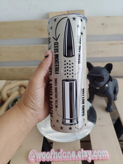 Anatomy of a Pew Tumbler | 20oz Patriotic Gun Humor Cup | 2A Freedom Gift