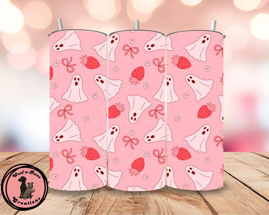 Strawberry Ghost Pink Tumbler – 20oz Stainless Steel Cup