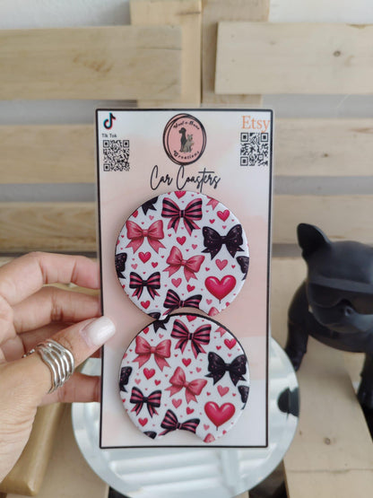 Cute Coquette Bow Style Car Coasters