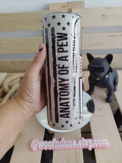 Anatomy of a Pew Tumbler | 20oz Patriotic Gun Humor Cup | 2A Freedom Gift