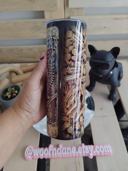 2nd Amendment Tumbler | Right to Bear Arms 20oz Skinny Cup | Patriotic Bullet Design