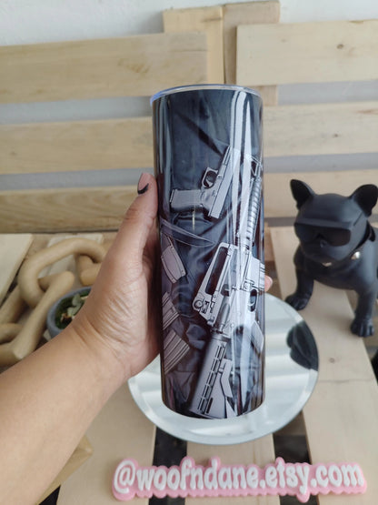 I 2nd That Tumbler | 20oz Patriotic Rifle Skinny Cup | USA Flag & Gun Rights Mug