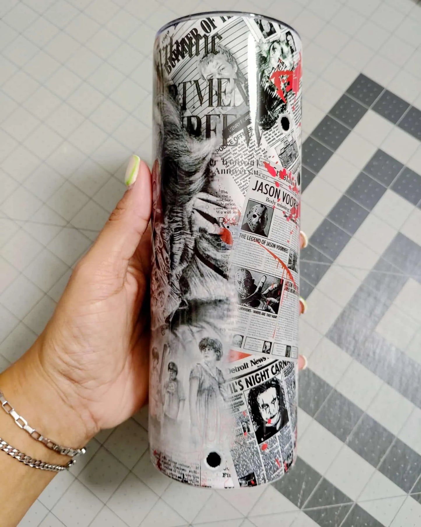 Horror Movie Reversible Dog Bandana: Pennywise, Michael Myers (Optional Tumbler Wrap)