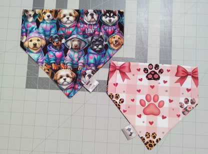 Coquette Pup Tumbler & Matching Bandana Set – Pink Paw Print and Hoodie Dog Vibes