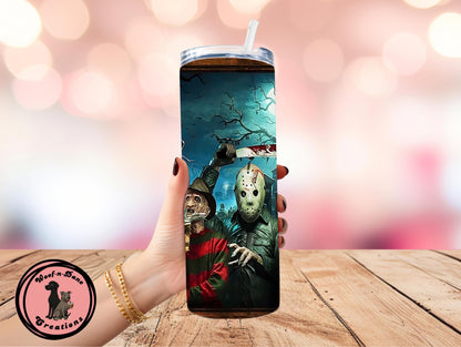 Horror Movie Dog Bandana & Tumbler Set: Reversible Halloween Pup Bandana