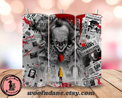 Horror Movie Reversible Dog Bandana: Pennywise, Michael Myers (Optional Tumbler Wrap)