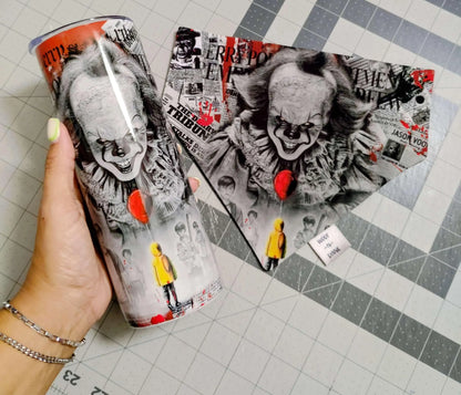 Horror Movie Reversible Dog Bandana: Pennywise, Michael Myers (Optional Tumbler Wrap)