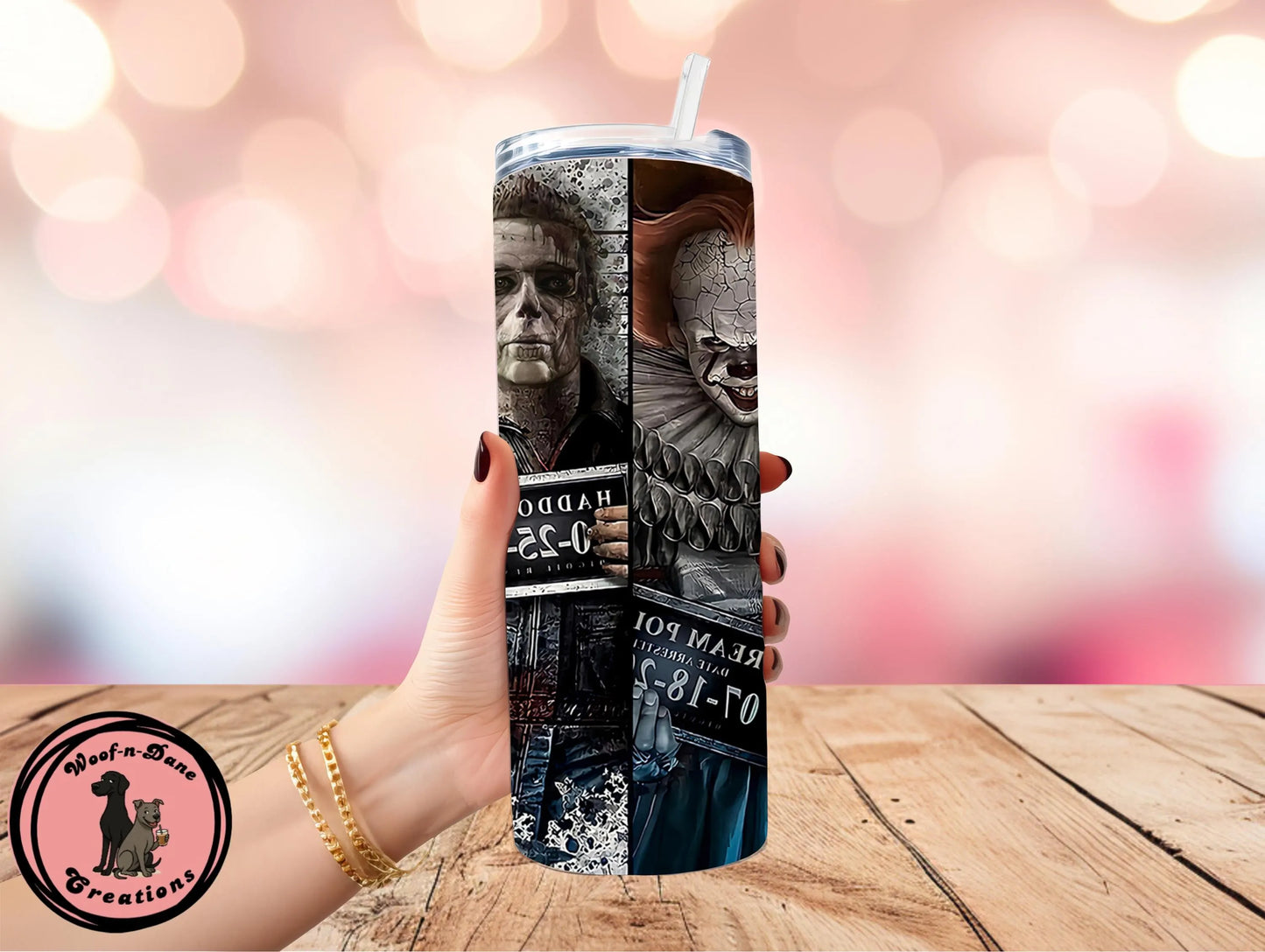Horror Movie Reversible Dog Bandana: Pennywise, Michael Myers (Optional Tumbler Wrap)